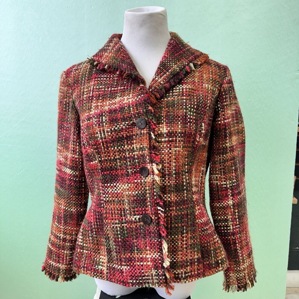 Vntg Sigrid Olsen Women's Petite Large Blazer Jacket Single Breasted Multicolor